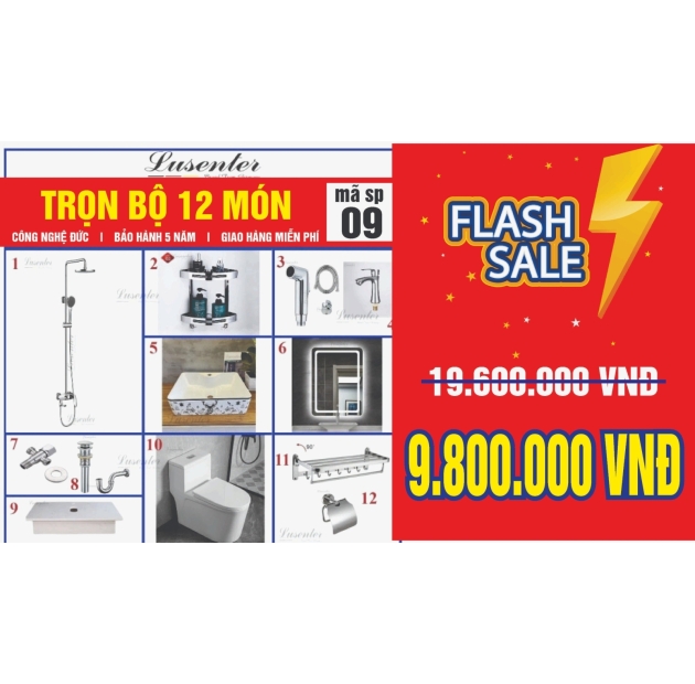 Combo Nhà Vệ Sinh Trọn Bộ 12 Món Cao Cấp - CB14