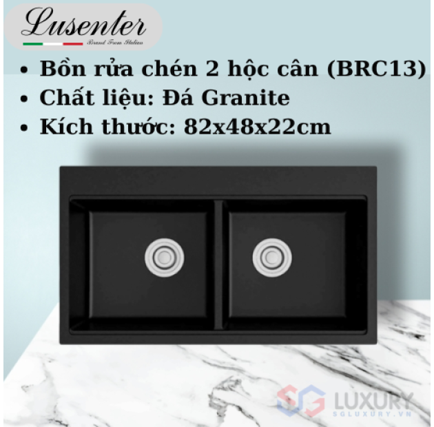 Chậu Rửa Chén Đá Nhân Tạo 2 Hộc Cân LUSENTER(BRC13)