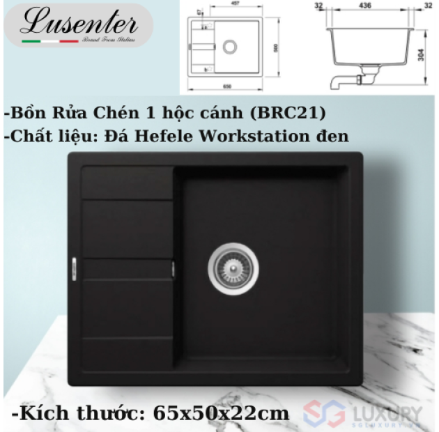 Chậu Rửa Chén Đá Hefele Workstation 1 Hộc LUSENTER (BRC21)