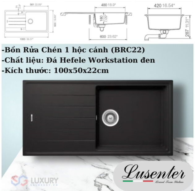 Chậu Rửa Chén Đá HefeLe Workstation LUSENTER (BRC22)