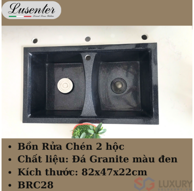 Chậu đá 2 hộc - 82x47x22cm - LUSENTER (BRC28)