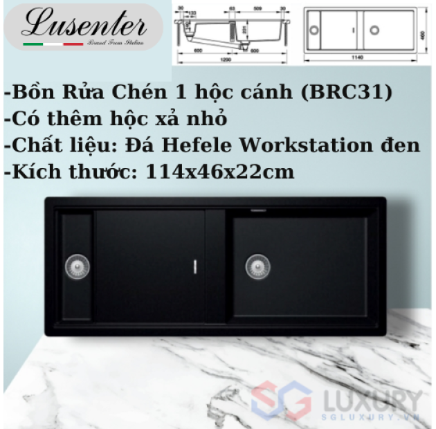 Chậu Rửa Chén Đá Hafele Workstation LUSENTER (BRC31)