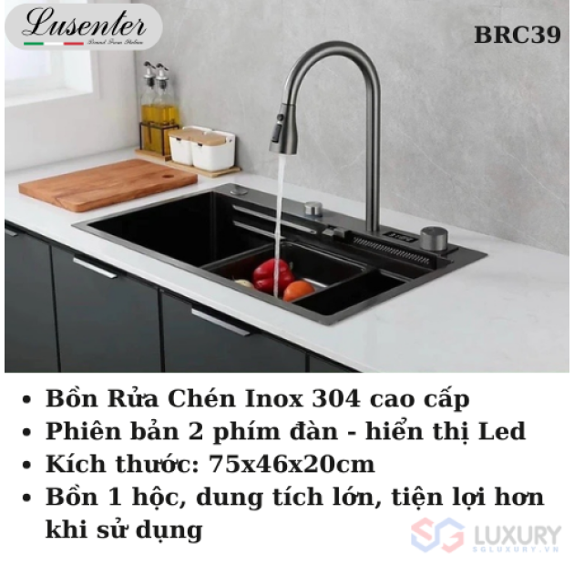 Bồn Thác Nước 2 phím có hiển thị LED 75x46 LUSENTER (BRC39)