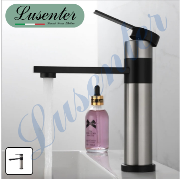 Vòi Lavabo Dài Đồng Cao Đen Nhám LUSENTER (VLB18)