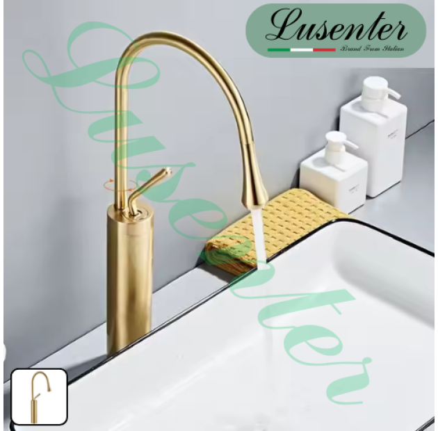 Vòi Lavabo Đồng Mạ Vàng Đồng  LUSENTER ( VLB21)