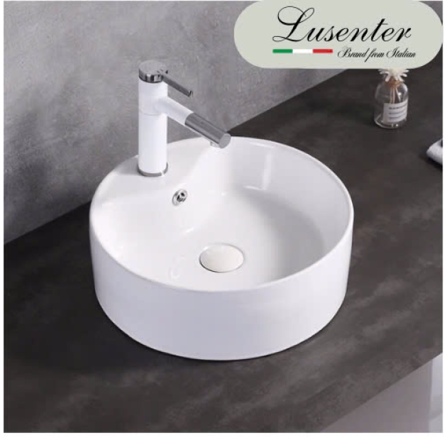 Lavabo Đặt Bàn Tròn Trắng LUSENTER (LB01)