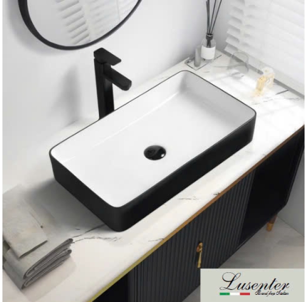 Lavabo Đặt Bàn Chữ Nhật Lòng Đen LUSENTER (LB15)