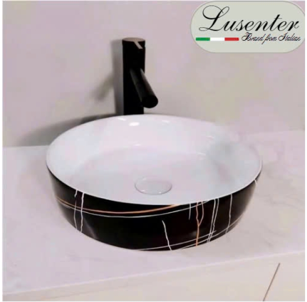 Lavabo Tròn Đen Vân Sọc LUSENTER (LB42)