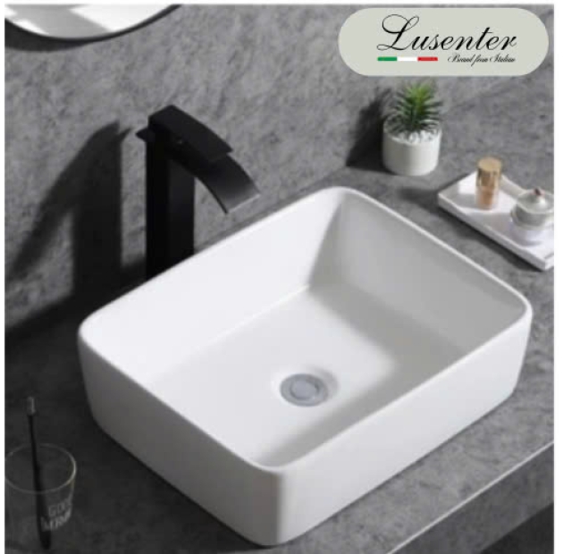 Lavabo Đặt Bàn Trắng Chữ Nhật LUSENTER (LB61)