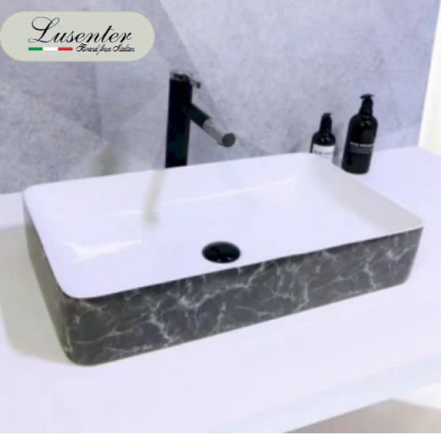 Lavabo Chữ Nhật Đặt Bàn Vân Đen LUSENTER (LB63)