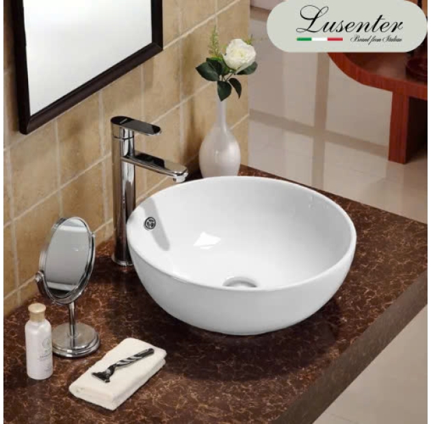 Lavabo Hình Bát Tròn Trắng Chống Tràn (LB68)