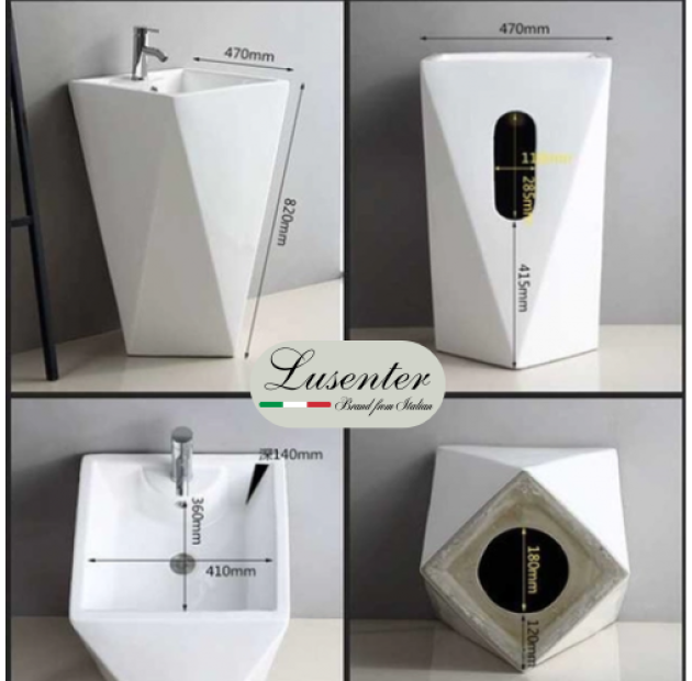 Lavabo Trụ Đứng Kim Cương Trắng LUSENTER (LBT04)