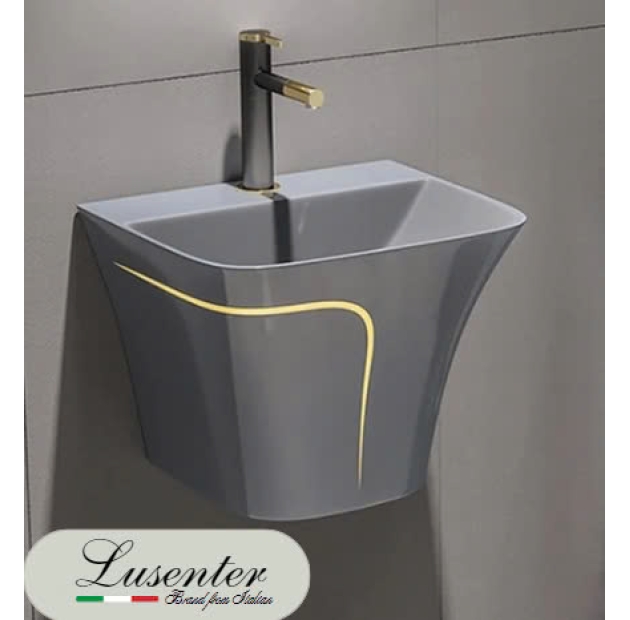 Lavabo  Treo Liền Khối Xám Sọc Vàng LUSENTER (LBTT09)