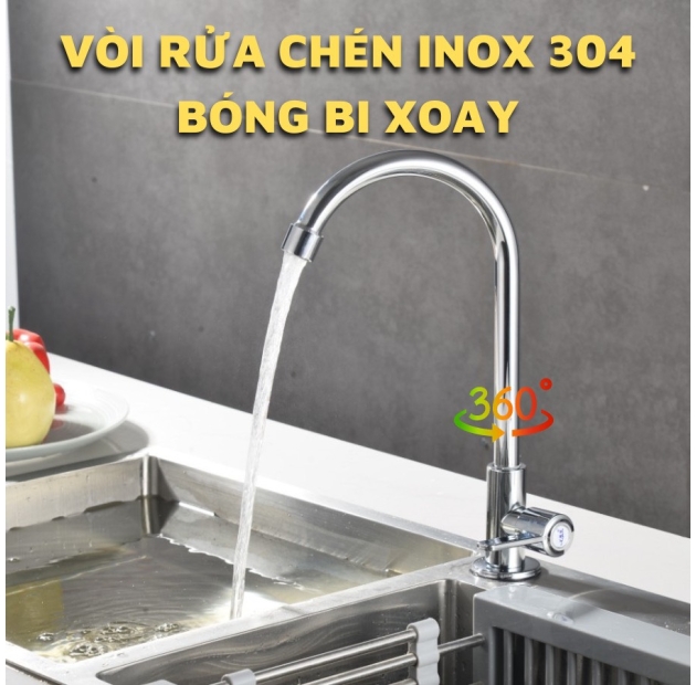 Vòi Chén Lạnh Phi 24 Xoay Bi 304 LUSENTER (VC22)