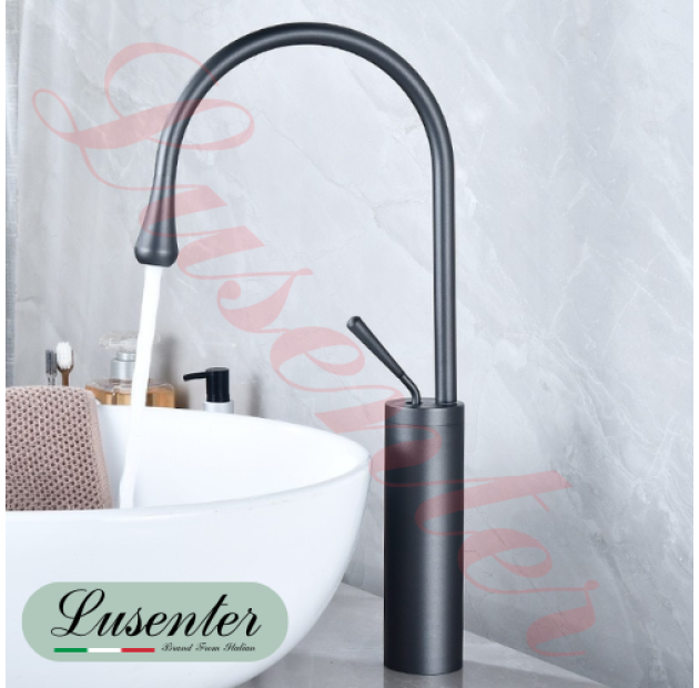 Vòi Lavabo Cổ Ngỗng Tĩnh Điện Xám LUSENTER (VLB23)