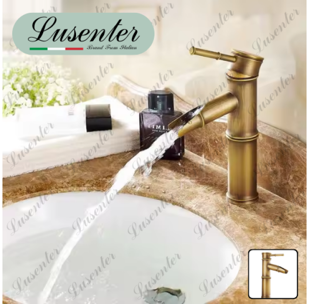 Vòi Lavabo Đồng Ống Tre 20cm (VLB36)