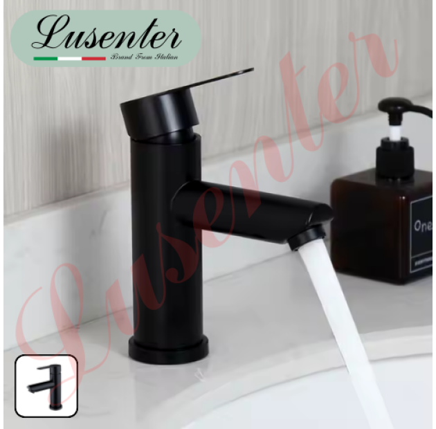 Vòi Lavabo Điếu Tròn Đen 20cm (VLB53)