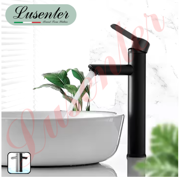 Vòi Lavabo Điếu Tròn Đen 30cm (VLB56)