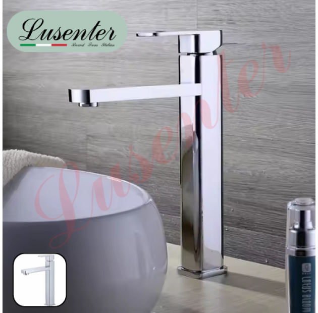 Vòi Lavabo Vuông Mạ Crom Bóng Cao 30cm (VLB64)