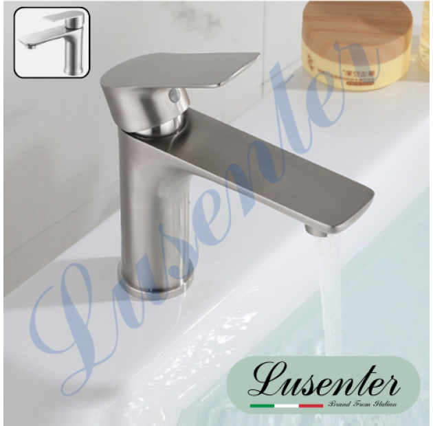 Vòi Lavabo Tròn Tay Vuông Inox 20cm (VLB66)