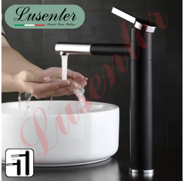 Vòi Lavabo Dài Đen 30cm LUSENTER  (VLB84)